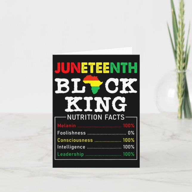 Juneteenth Black King Nutrition Fakta Fars Dag Kort (Framsida)