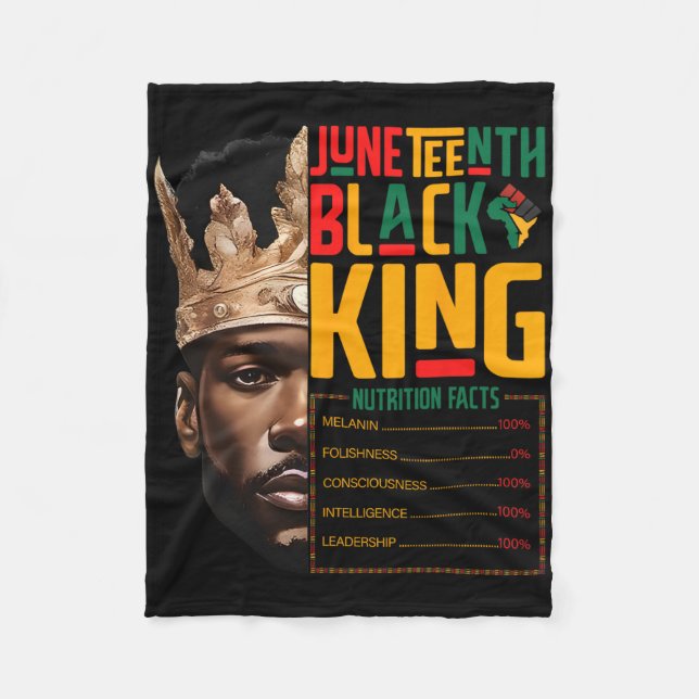 Juneteenth Black King Pride afrikanska näringsfakt Fleecefilt (Framsidan)