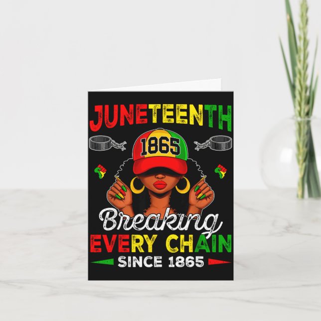 Juneteenth bryter varje kedja 1865 afro svart kort (Framsida)