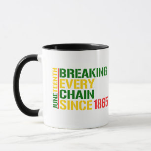 JUNETEENTH Bryter varje kedja 1985 SVART MÅNAD Mugg