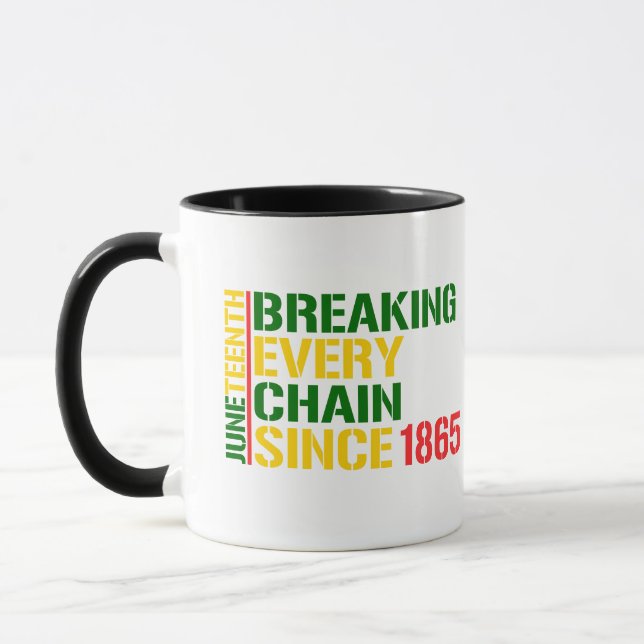 JUNETEENTH Bryter varje kedja 1985 SVART MÅNAD Mugg (Vänster)