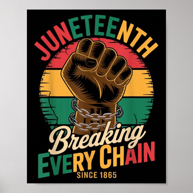 Juneteenth bryter varje kedja sedan 1865 afrikansk poster (Framsidan)