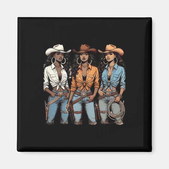Juneteenth Cowgirl Western Melanin Svart Historia  Magnet (Framsidan)