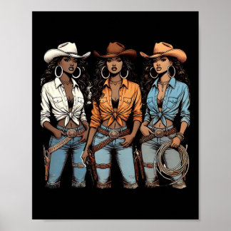 Juneteenth Cowgirl Western Melanin Svart Historia Poster