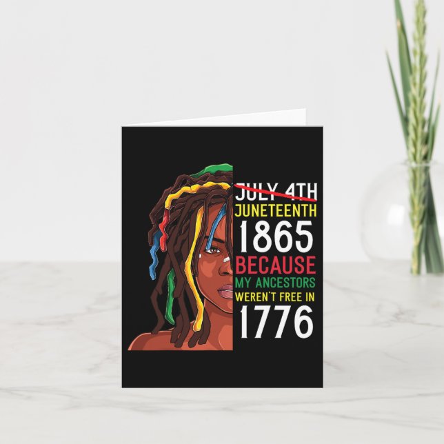 Juneteenth-dagen förfäder fria 1776 4 juli svarta kort (Framsida)