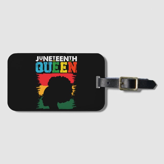 Juneteenth-drottning Svart Afro Melanin Flicka  Bagagebricka (Framsida horisontal)