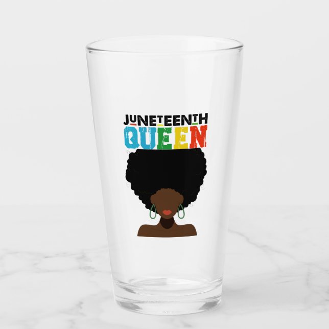 Juneteenth-drottning Svart Afro Melanin Flicka  Glaskopp (Framsida)