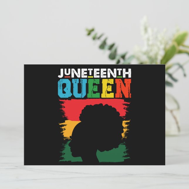 Juneteenth-drottning Svart Afro Melanin Flicka  Inbjudningar (Stående Fram)