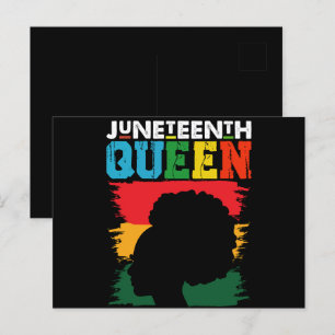 Juneteenth-drottning Svart Afro Melanin Tjej Vykort
