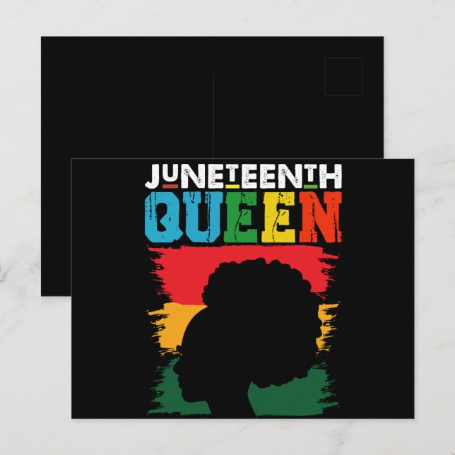 Juneteenth-drottning Svart Afro Melanin Tjej  Vykort (Fram/baksida)