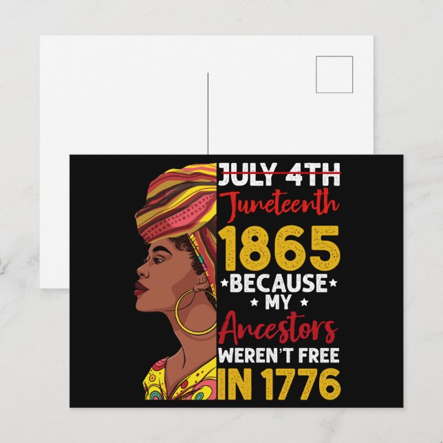 Juneteenth eftersom mina förfäder inte var fria 17 vykort (Fram/baksida)