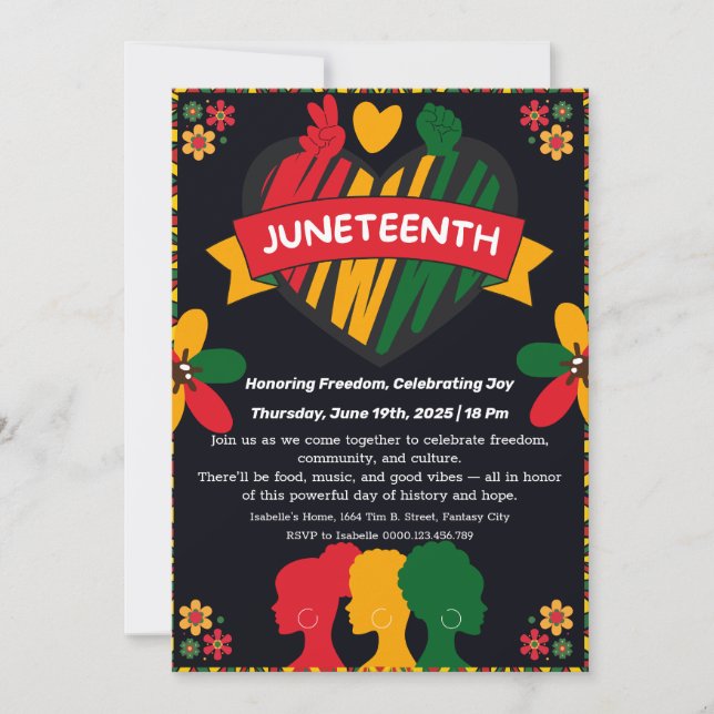Juneteenth-festfirande Inbjudan – Frihet & Glädje (Framsida)