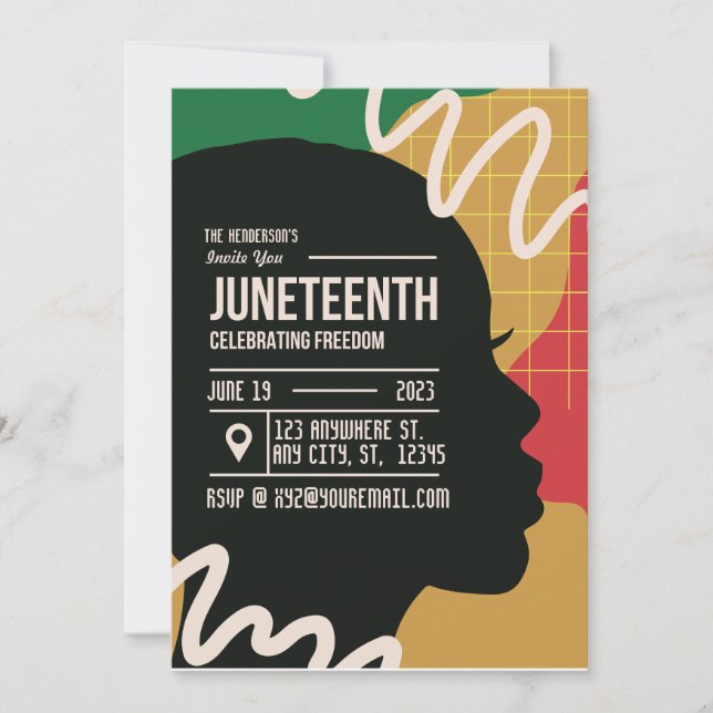 Juneteenth Firande Frihetsparty  Inbjudningar (Framsida)