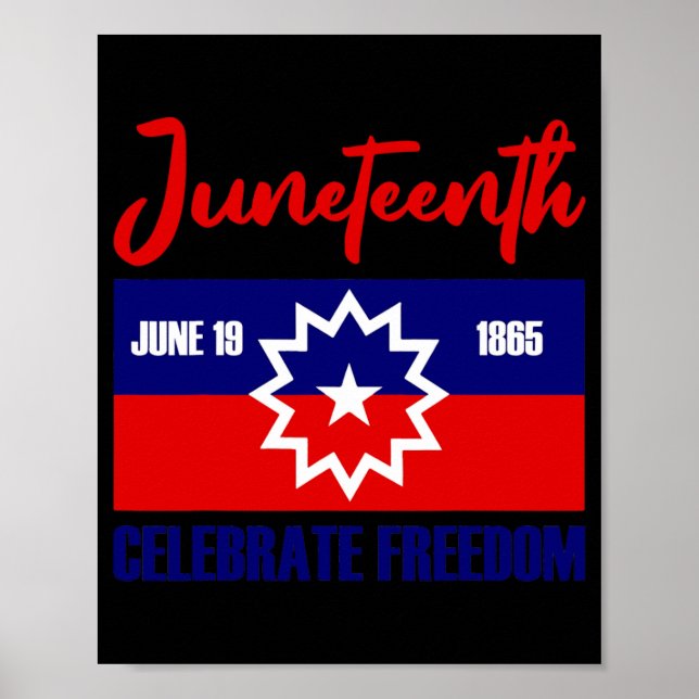 juneteenth firar frihet röd vit blå poster (Framsidan)