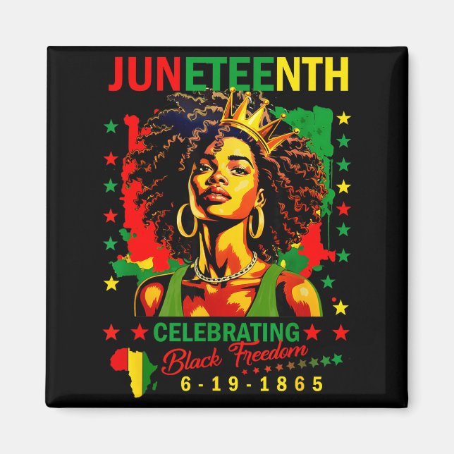Juneteenth firar svarta frihetsdagen flicka kvinno magnet (Framsidan)