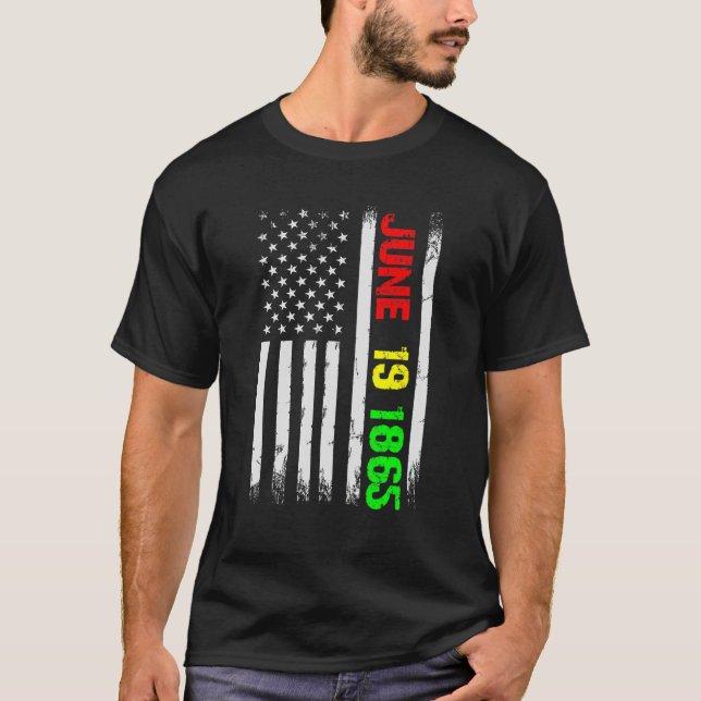 Juneteenth Flag June 19 1865 Black History Junetee T Shirt (Framsida)