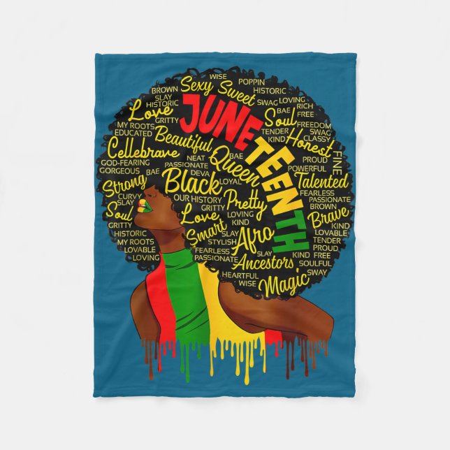 Juneteenth flagga svart historia stolthet afrikans fleecefilt (Framsidan)
