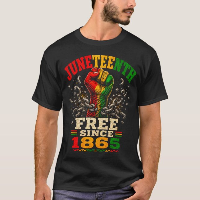 Juneteenth Fri sedan 1865 Upprepad näve T Shirt (Framsida)