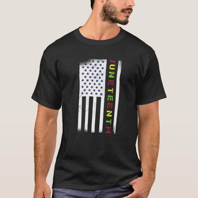 Juneteenth-frigörelse 4 juli-flagga 1865 Förfäder T Shirt (Framsida)