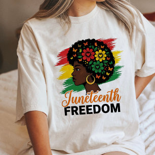 Juneteenth Frihet Svarta Drottning Fjärilar T Shirt