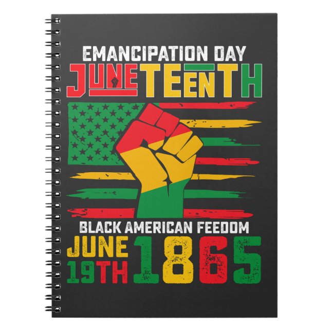 Juneteenth-frihetsdagen svarta amerikanska frihet anteckningsbok (Framsidan)