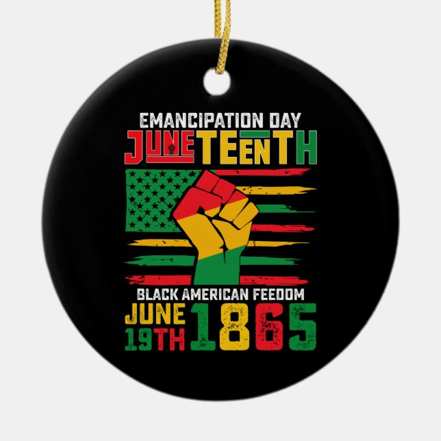 Juneteenth-frihetsdagen svarta amerikanska frihet julgransprydnad keramik (Framsidan)