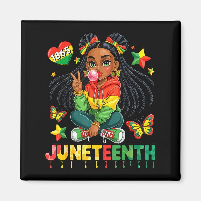 Juneteenth Glad Coquette Födelsedag 1865 Flickor B Magnet (Framsidan)