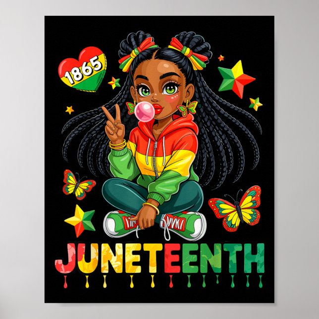 Juneteenth Glad Coquette Födelsedag 1865 Flickor B Poster (Framsidan)