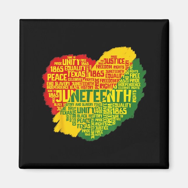Juneteenth hjärta svart historia afroamerikansk magnet (Framsidan)