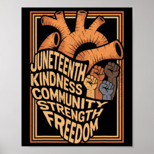 Juneteenth hjärta svarta historiemånaden afrikansk poster