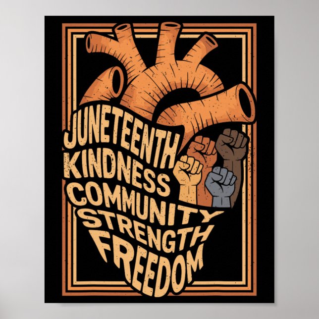 Juneteenth hjärta svarta historiemånaden afrikansk poster (Framsidan)