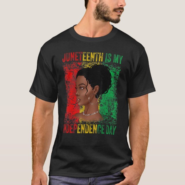 Juneteenth Is My Independence Day African Flag Bla T Shirt (Framsida)