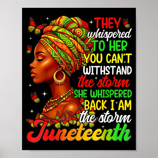 Juneteenth jag är den svarta stoltheten afro kvinn poster (Framsidan)