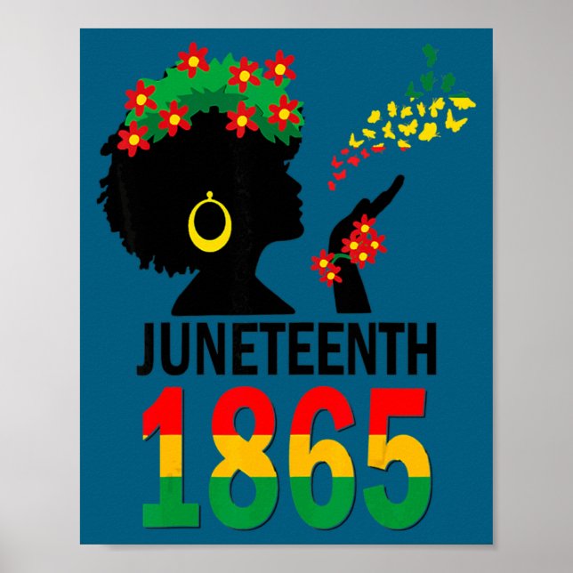 Juneteenth kvinnor flickor barn flagga 1865 afro a poster (Framsidan)