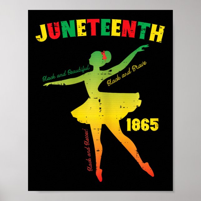 Juneteenth Llerina Svart Vacker Llet Flickor Barn Poster (Framsidan)