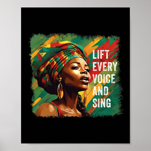 Juneteenth Lyft Varje Röst Sjung Svart Historiemån Poster (Framsidan)