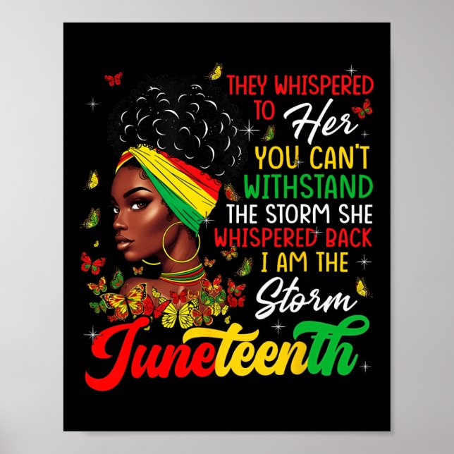 Juneteenth månad afrikansk flicka kvinna Afro Jag  Poster (Framsidan)