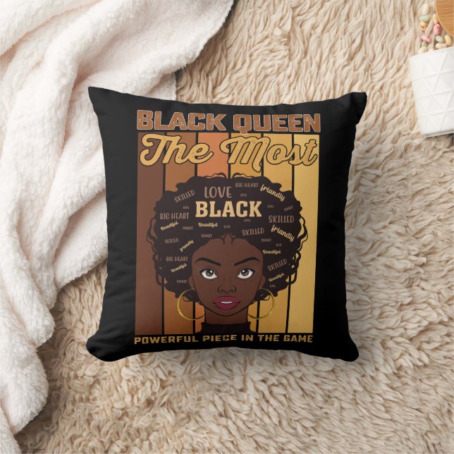Juneteenth Melanin Svart Tjej Den Mest Kraftfulla Kudde (Filt)