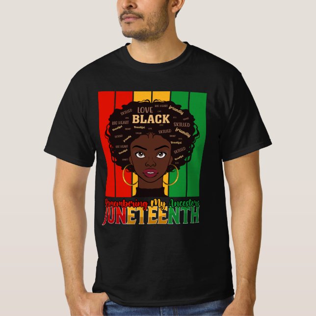Juneteenth Minner Min Förfäder Tjej Melanin T Shirt (Framsida)