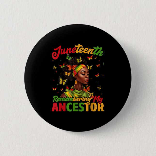 Juneteenth Minnes Min Förfader Stolthet Afrikansk  Knapp (Framsida)
