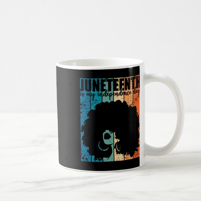 Juneteenth My Independence Day Retro Afro Women Me Kaffemugg (Höger)