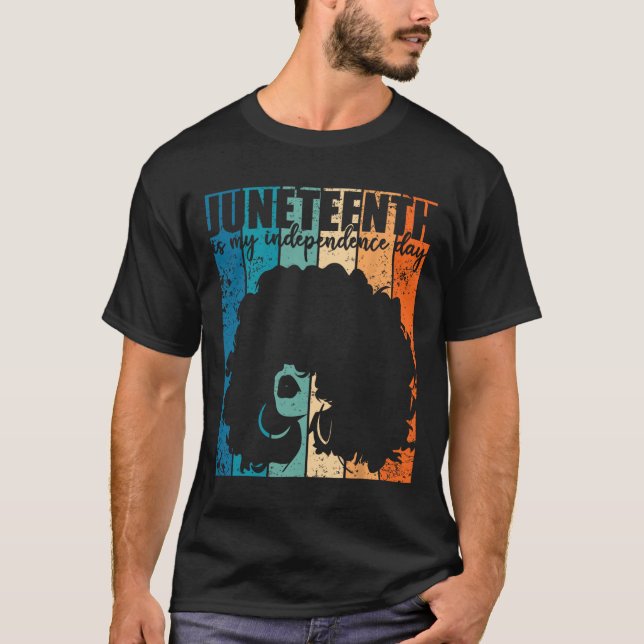 Juneteenth My Independence Day Retro Afro Women Me T Shirt (Framsida)