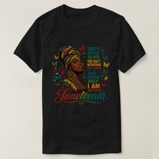 Juneteenth Storm Drottning Fjärils Konst T Shirt (Design framsida)