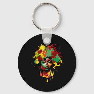 Juneteenth Svart Kvinna Afro Drottning Melanin-mål Nyckelring