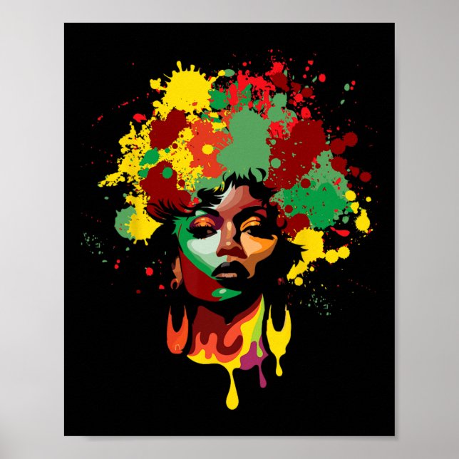 Juneteenth Svart Kvinna Afro Drottning Melanin-mål Poster (Framsidan)