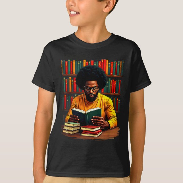 Juneteenth Svart Man Läs Böcker T Shirt (Framsida)