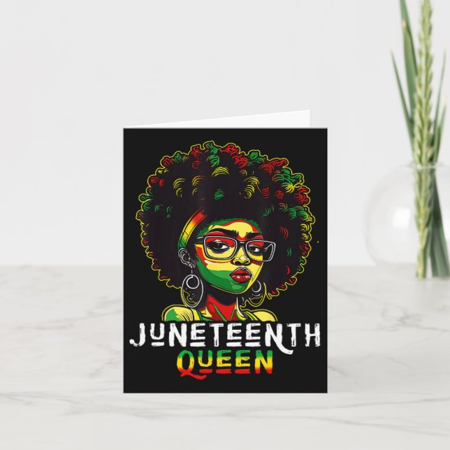 Juneteenth Svart Melanin Drottning Naturligt Afro  Kort (Framsida)