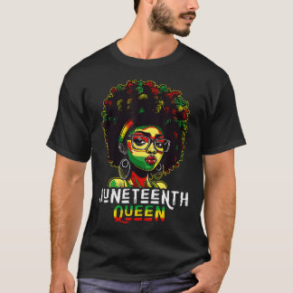 Juneteenth Svart Melanin Drottning Naturligt Afro  T Shirt