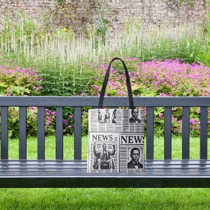 Juneteenth Svart & Vitt tidningsutskrift Tygkasse