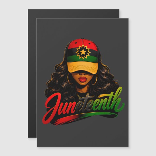 Juneteenth Svarta Afrikanska Kvinnor Melanin Frihe Magnetisk Inbjudningskort (Fram/baksida)